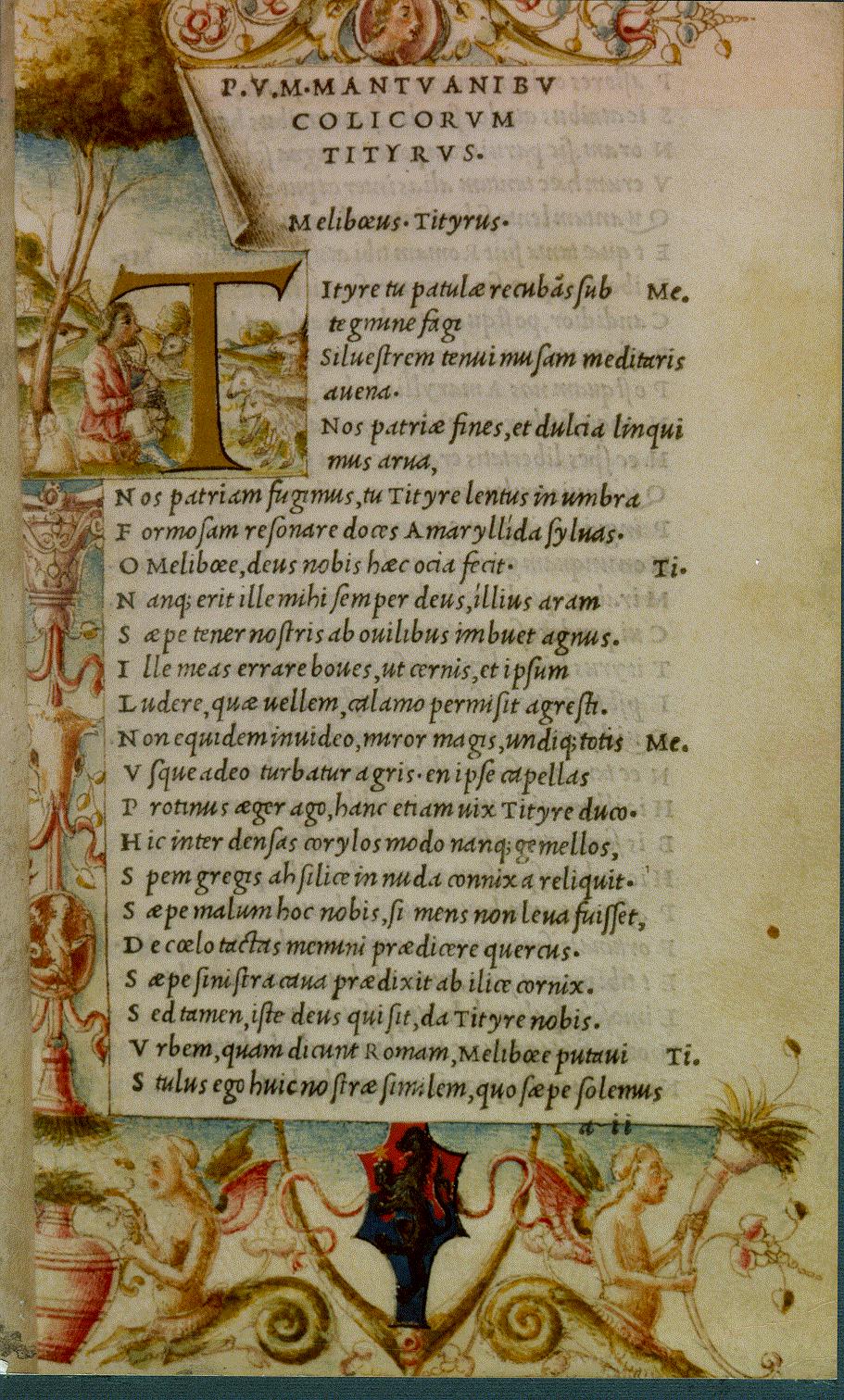 Page du Virgile d'Alde Manuce de 1501, le premier livre imprimé en caractères italiques. John Rylands Library, via Wikimedia Commons, domaine public.